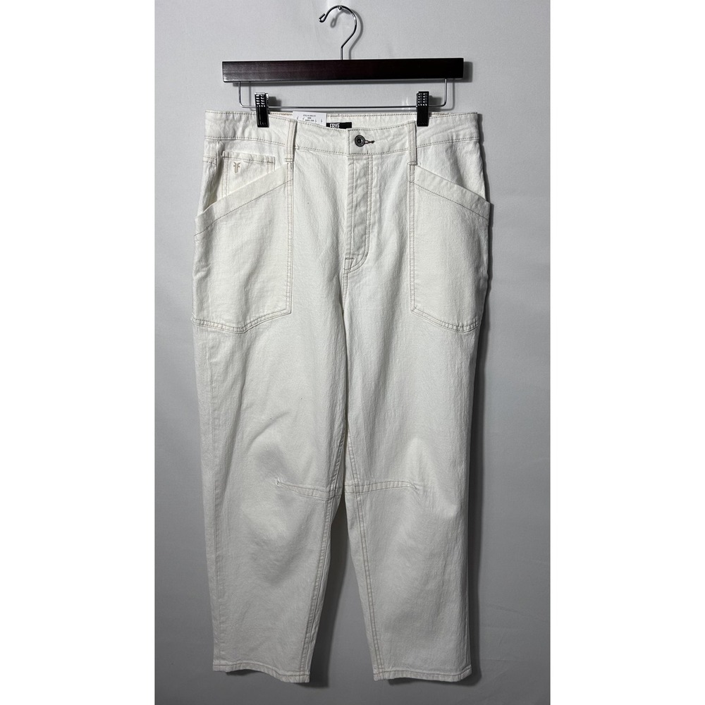 Frye Barrel Jean Womens 8 White Bone High Rise Cropped Relaxed Denim Jeans